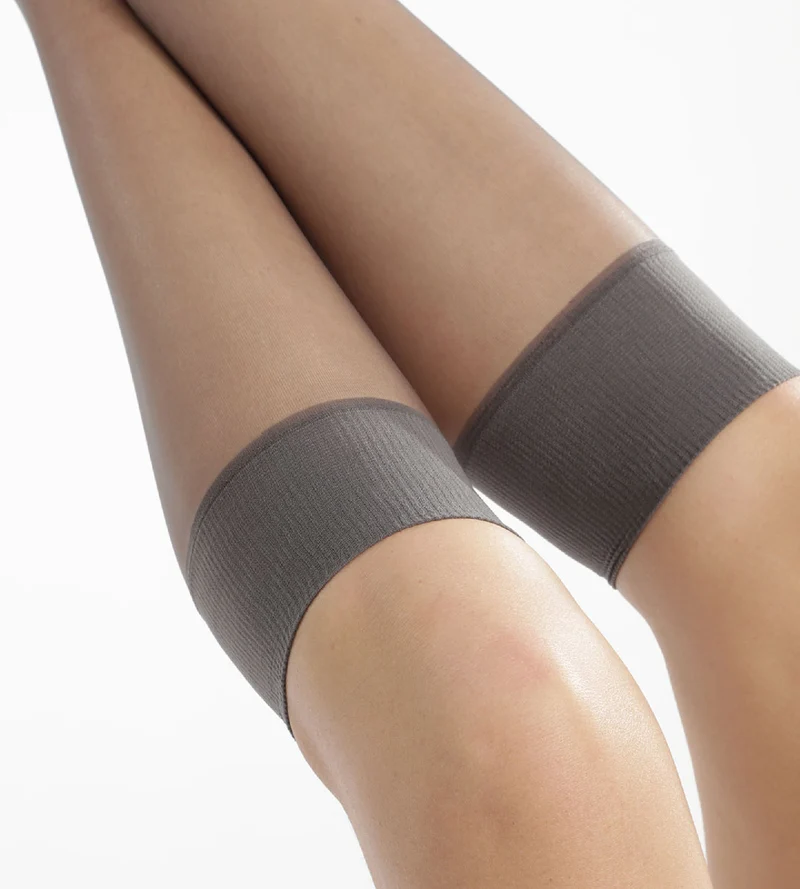 2er-Pack pfefferfarbene transparente Kniestrümpfe 15D - Mes Essentiels
