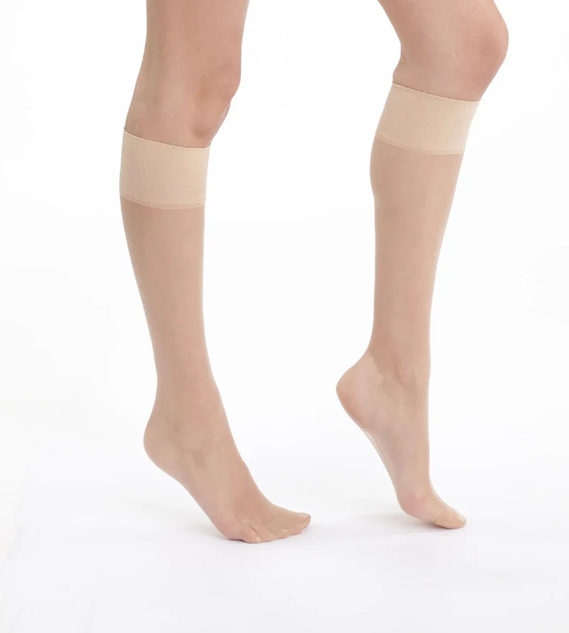2er-Pack caprifarbene transparente Kniestrümpfe 15D - Mes Essentiels