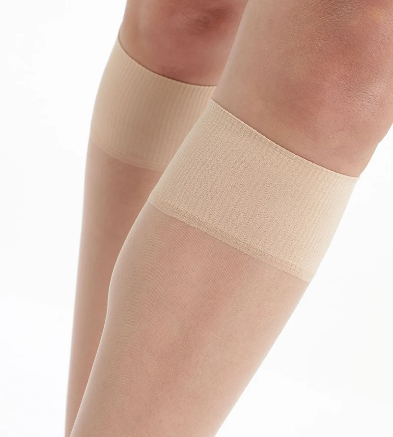 2er-Pack caprifarbene transparente Kniestrümpfe 15D - Mes Essentiels