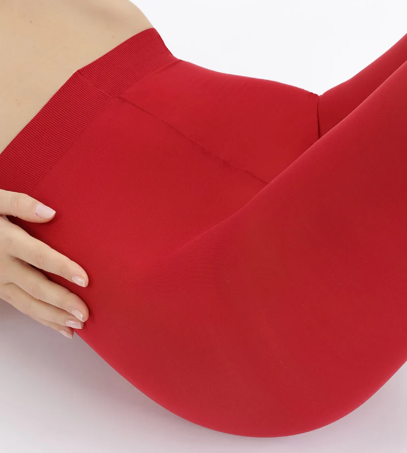 Rote blickdichte Veloursstrumpfhose 50D - DIM Style