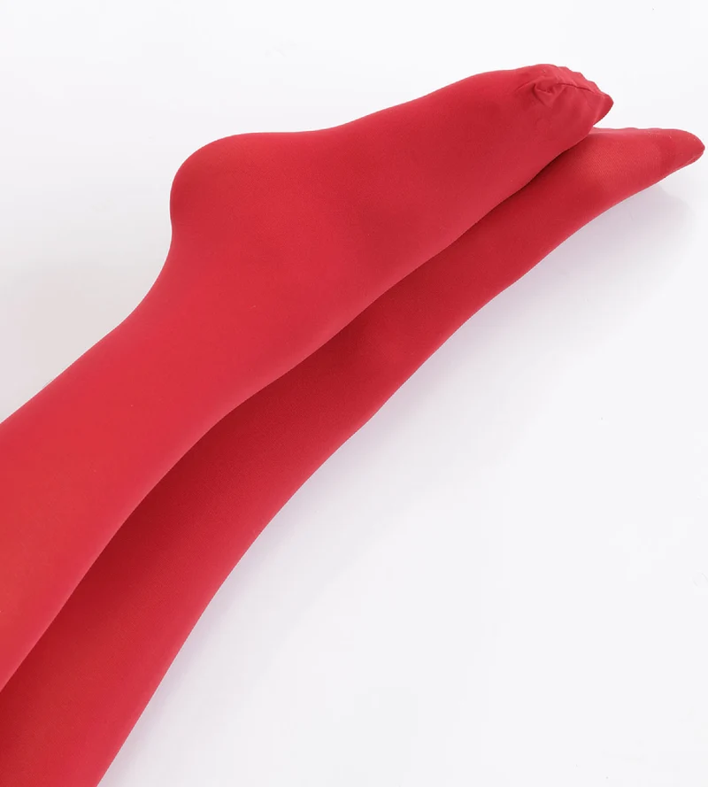 Rote blickdichte Veloursstrumpfhose 50D - DIM Style