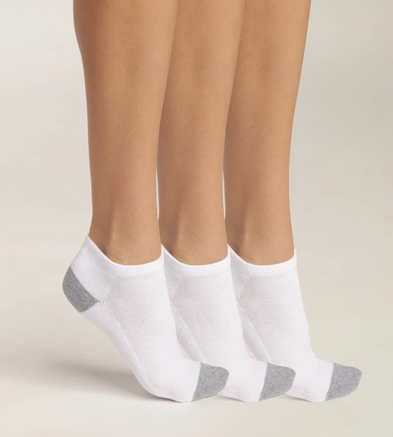 3er-Pack weiße/graue Socken aus Baumwolle – EcoDIM Sport