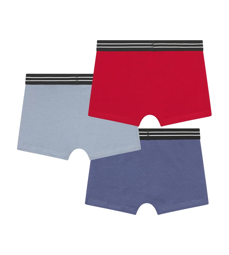 3er-Pack rote/blaue Boxershorts für Jungen aus Baumwolle mit Stretch – EcoDIM