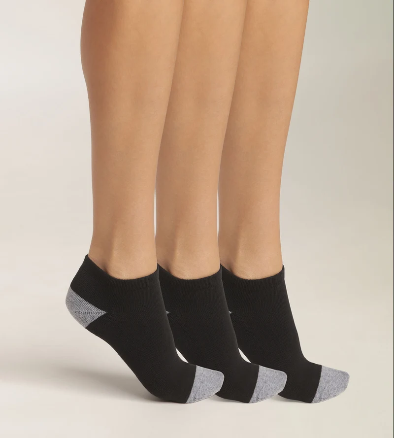 3er–Pack schwarze/graue Socken aus Baumwolle – EcoDIM Sport