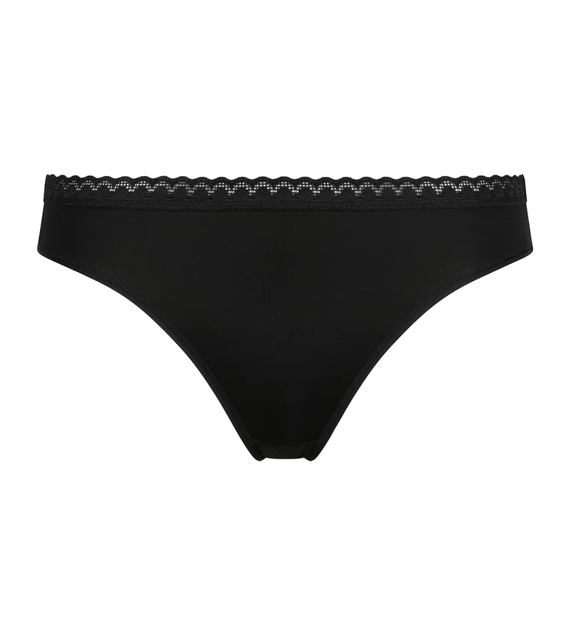 Schwarzer Slip aus Mikrofaser und Tüllgürtel – Daily Micro