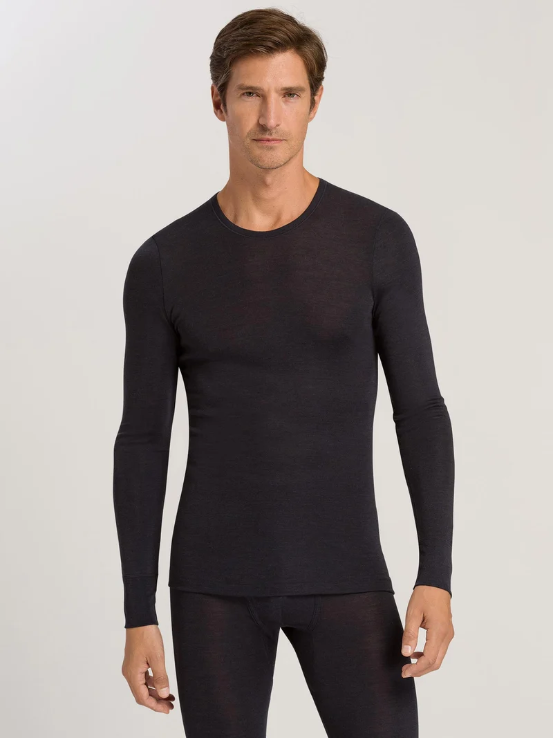 Shirt langarm, O-Neck, WOOLEN SILK