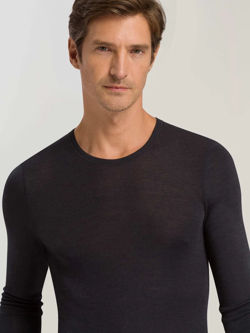 Shirt langarm, O-Neck, WOOLEN SILK