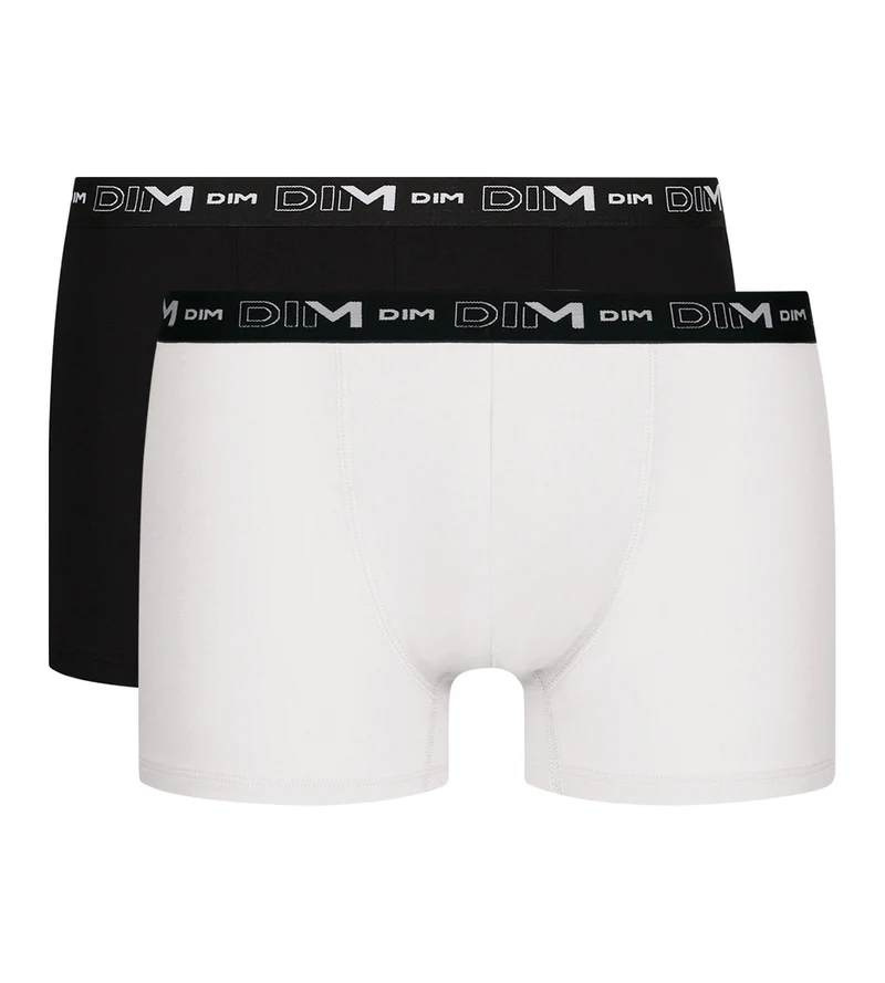 2er-Pack Herren-Boxershorts Schwarz/Weiß mit Kontrastgürtel aus Stretch-Baumwolle