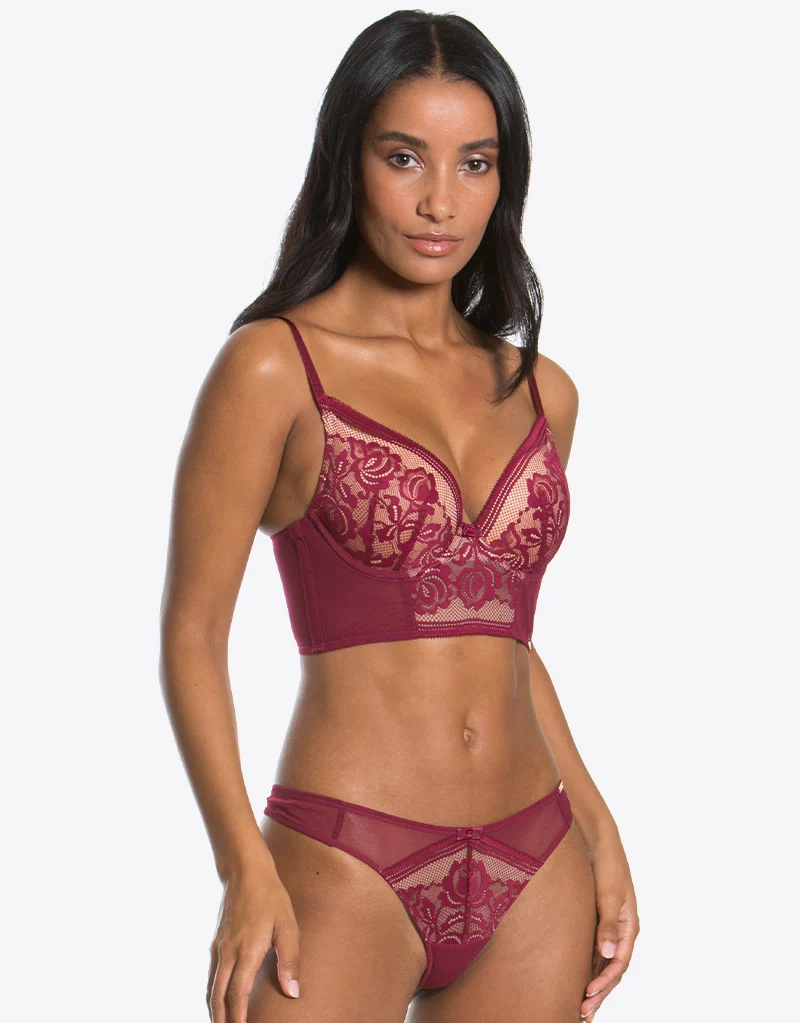 Gossard Encore Padded Longline Bra Bordeaux