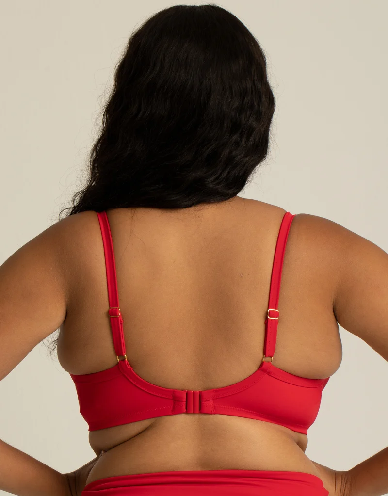 Miss Mandalay Boudoir Beach Padded Triangle Bikini Top Crimson