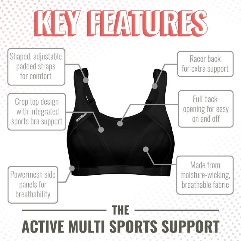 Stoßdämpfender Multisport-BH mit Stützfunktion, Dunkelgrau