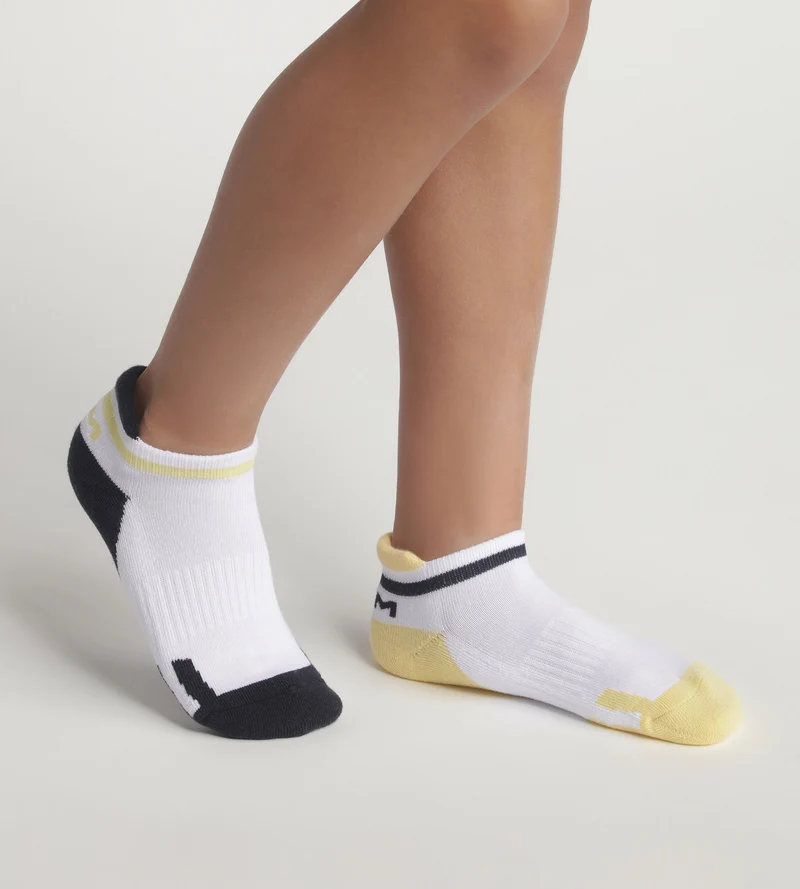 2er-Pack Unisex-Socken im Retro-Style marine/gelb - DIM Sport
