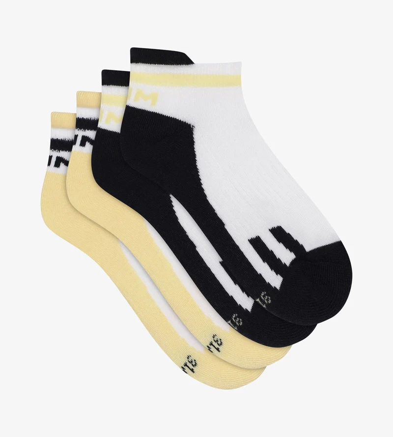 2er-Pack Unisex-Socken im Retro-Style marine/gelb - DIM Sport