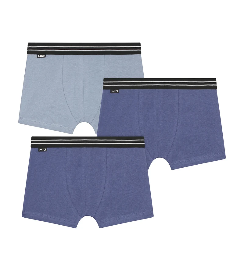 3er-Pack blaue/beige/rosa Boxershorts aus Stretch-Baumwolle – Les Pockets EcoDIM