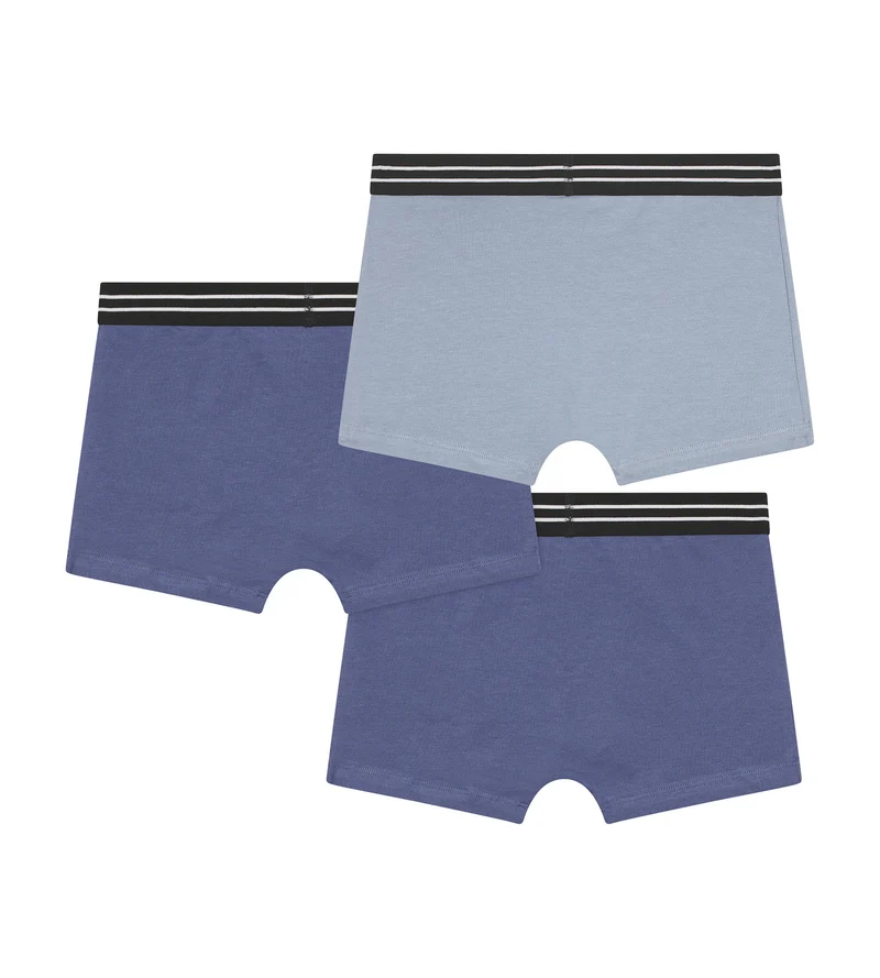 3er-Pack blaue/beige/rosa Boxershorts aus Stretch-Baumwolle – Les Pockets EcoDIM