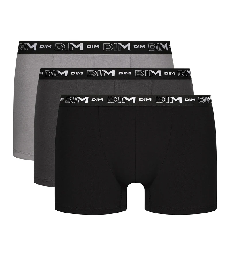3er-Pack Herren-Boxershorts aus Stretch-Baumwolle Schwarz/Grau