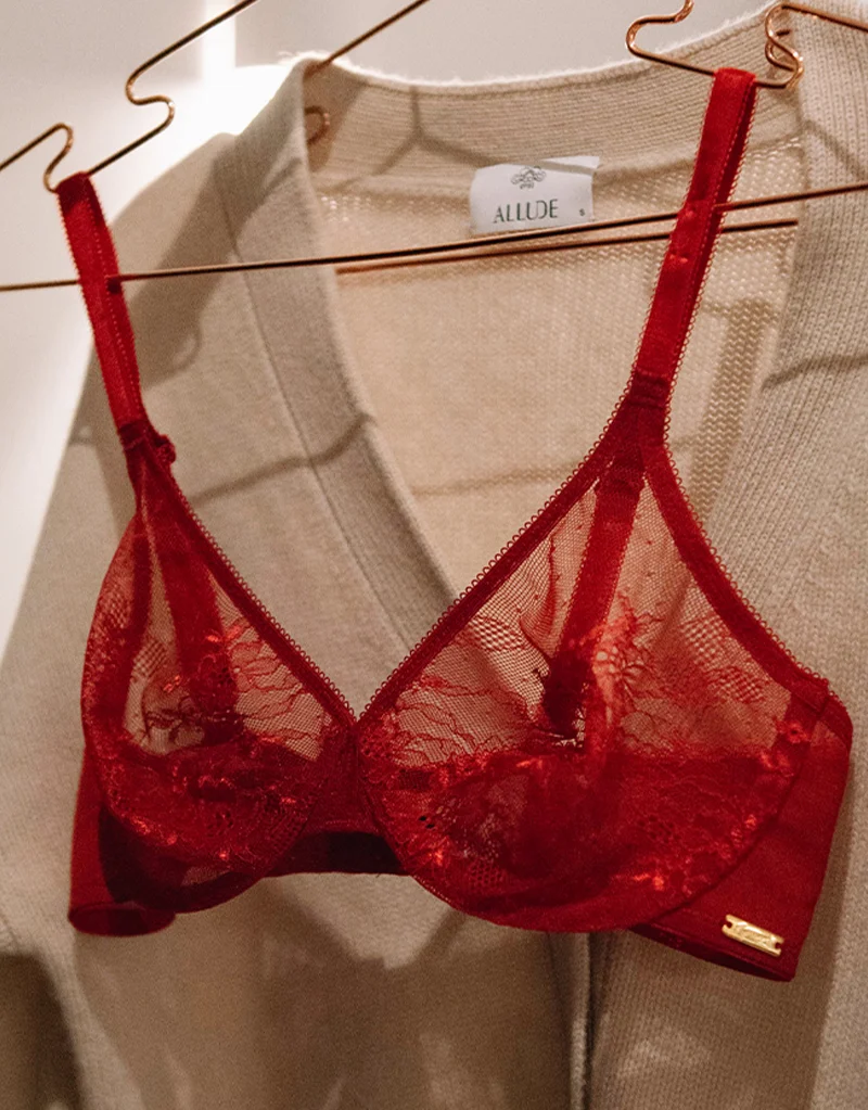 Gossard Glossies Lace Sheer Bra Bordeaux