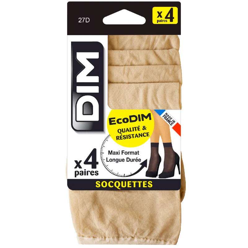 4er-Pack semi-transparente Socken 27D hellbeige - EcoDIM