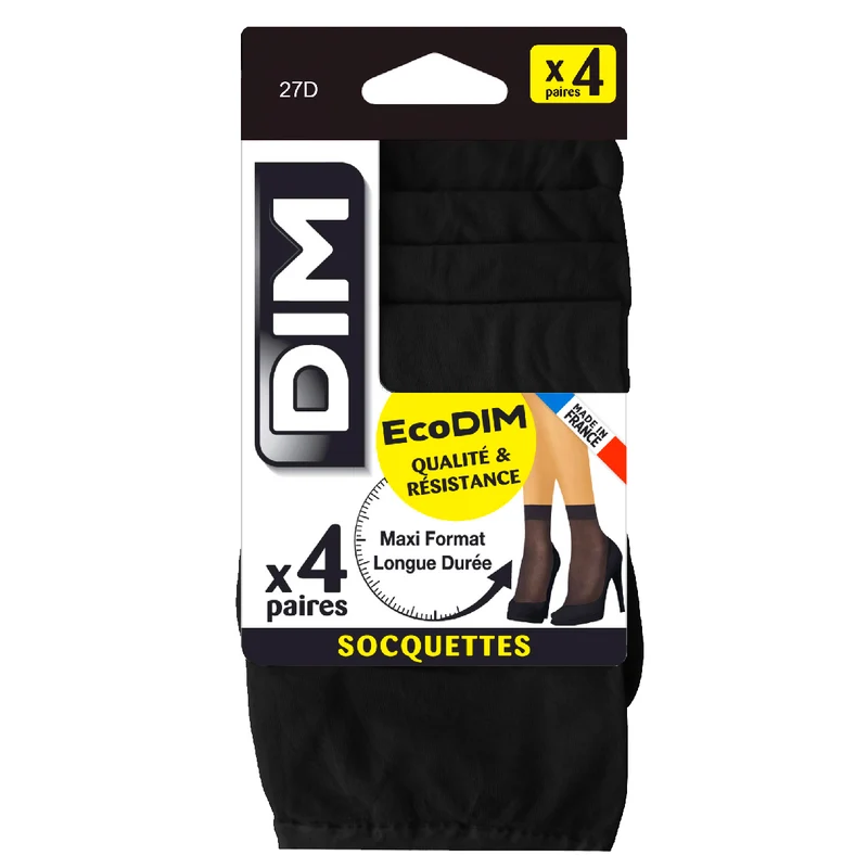 4er-Pack semi-transparente Socken 27D schwarz - EcoDIM