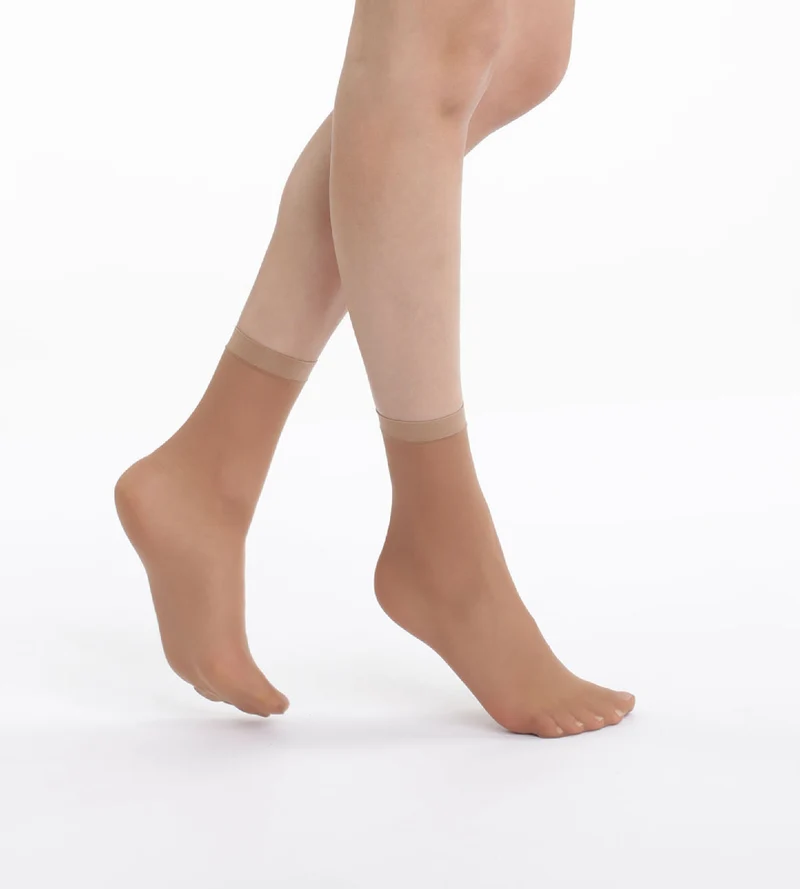 4er-Pack semi-transparente Socken 27D dunkelbeige - EcoDIM