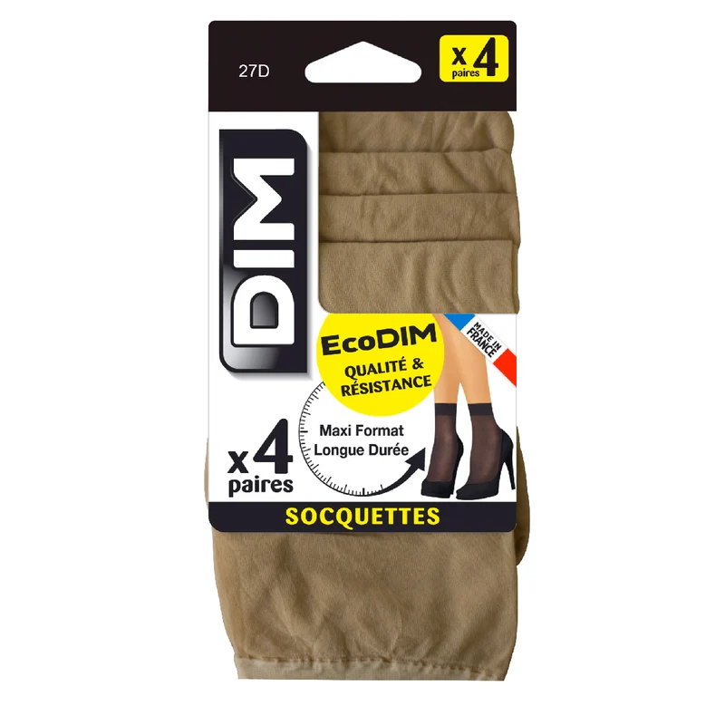 4er-Pack semi-transparente Socken 27D dunkelbeige - EcoDIM