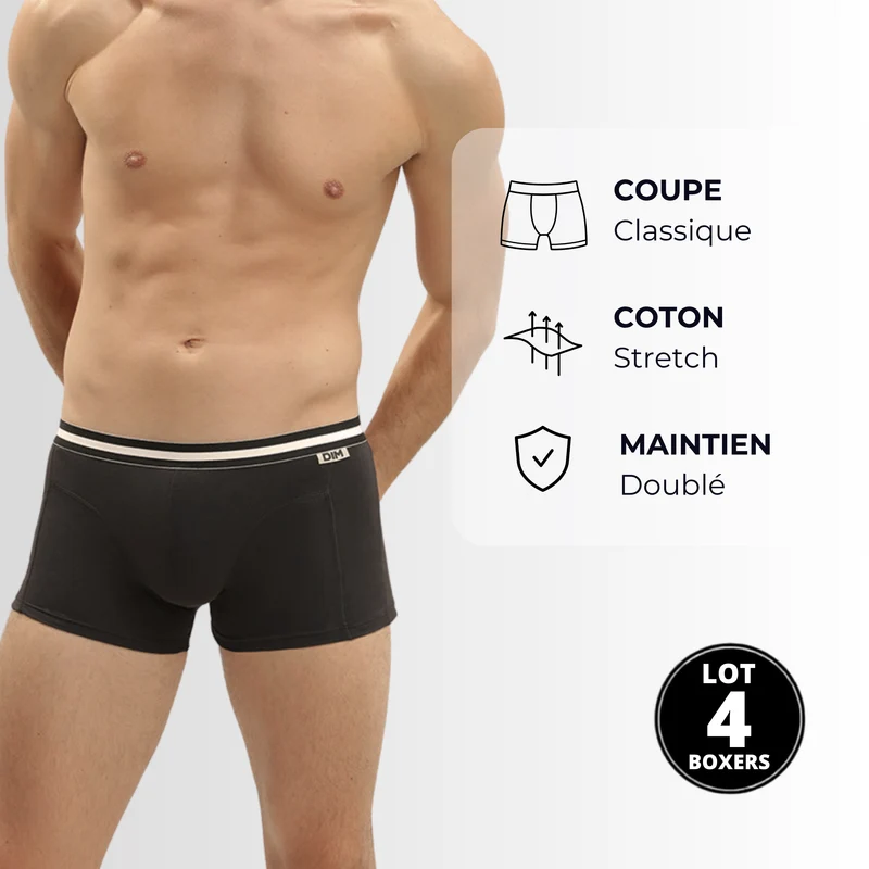 4er-Pack Boxershorts aus Stretch-Baumwolle schwarz - EcoDIM