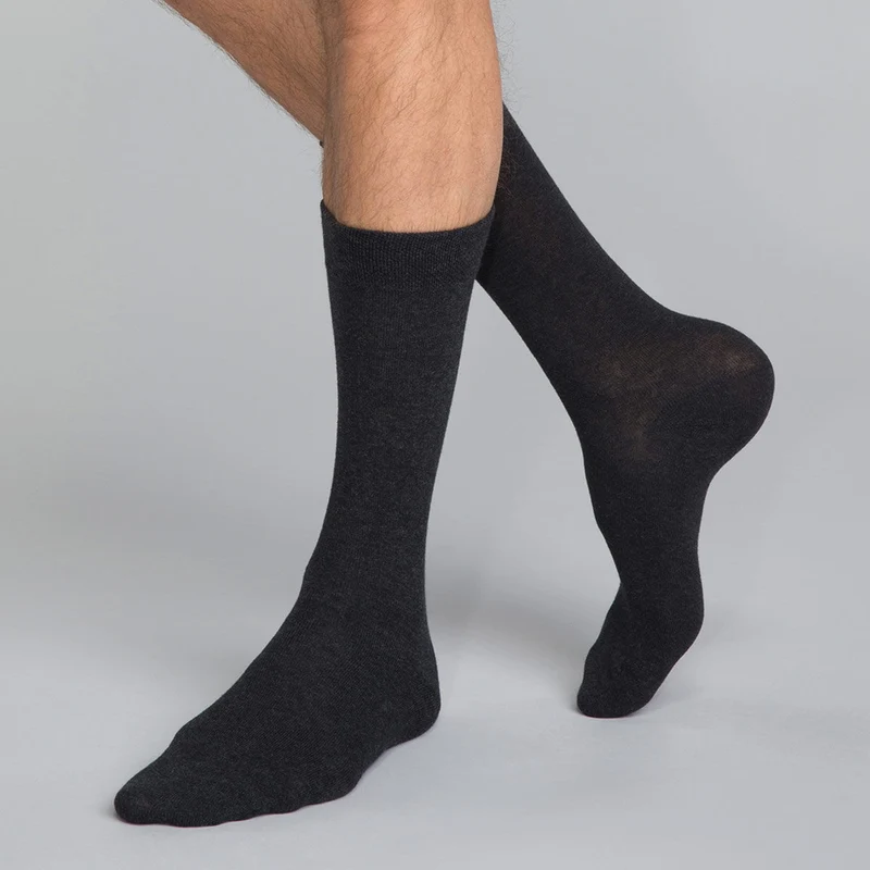 3er-Pack dunkelgraue Herrensocken aus Baumwolle - Basic Cotton
