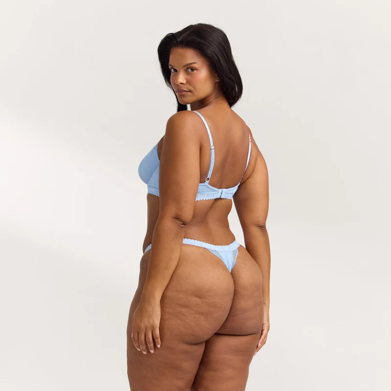 Ribbed Balcony Bra - Blue