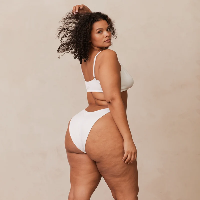 Ribbed Triangle Bra - White