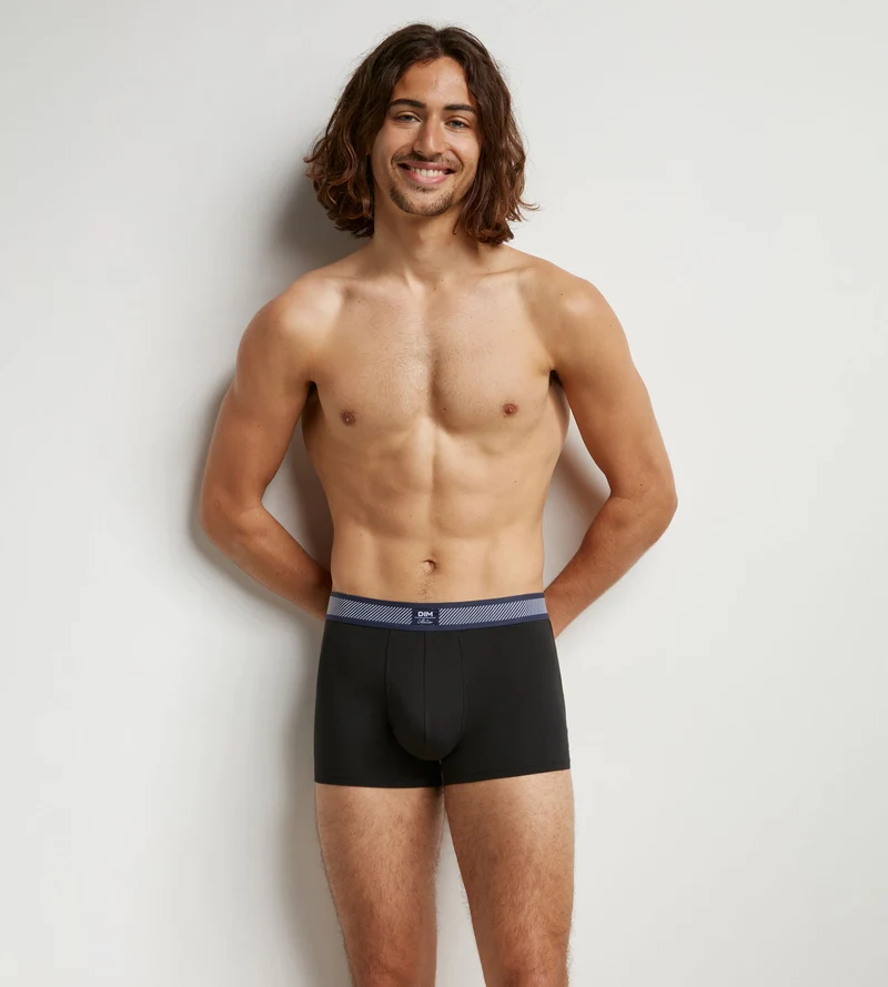 Schwarze Piqué Boxershorts aus Modal-Baumwolle - DIM Smart