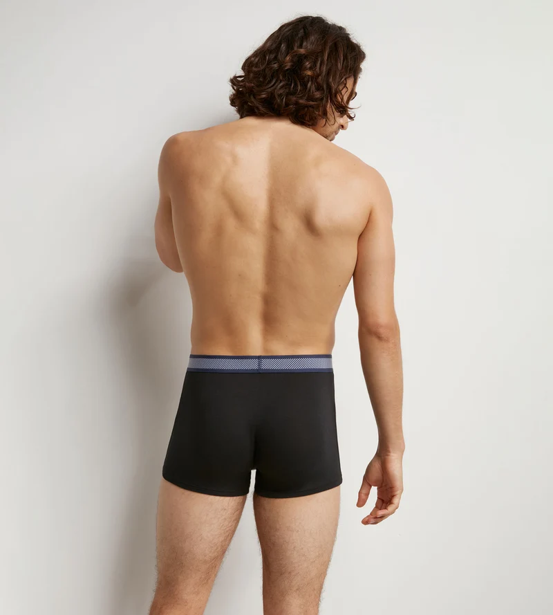 Schwarze Piqué Boxershorts aus Modal-Baumwolle - DIM Smart