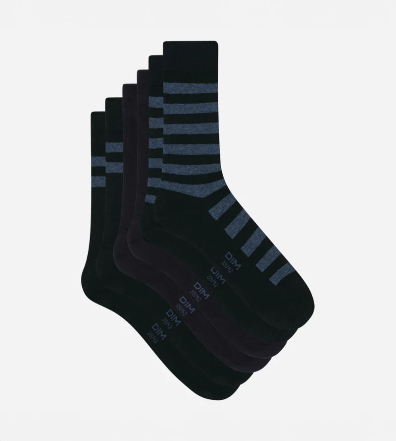 3er-Pack Herrensocken aus Baumwolle blau/gestreift - Cotton Style