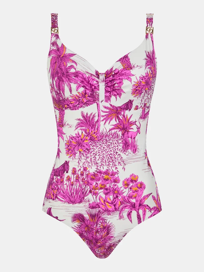 Chantelle Swimwear – Sauvage – Bedeckender Bügel-Badeanzug „White Jungle“