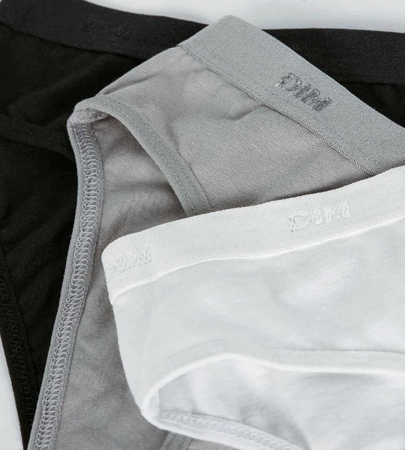 3er-Pack Mädchenslips mit Logobund schwarz/weiß/grau - Pockets