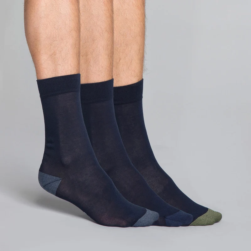 3er-Pack Mix and Match Herrensocken in Marineblau - Cotton Style
