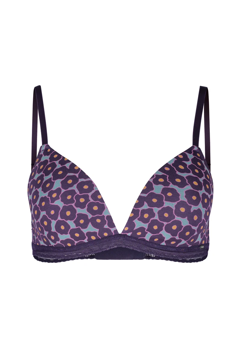 Bamboo Lace Print Padded triangle bra | lavender flowers 080939-08S472