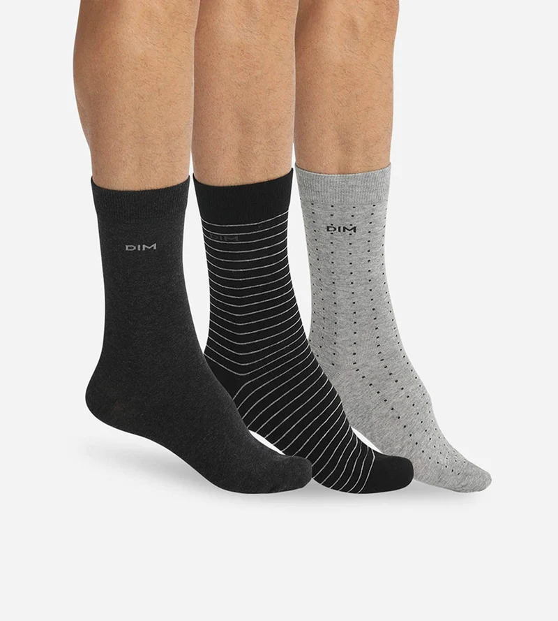 3er-Pack Herrensocken aus Baumwolle schwarz/anthrazit/grau - Cotton Style
