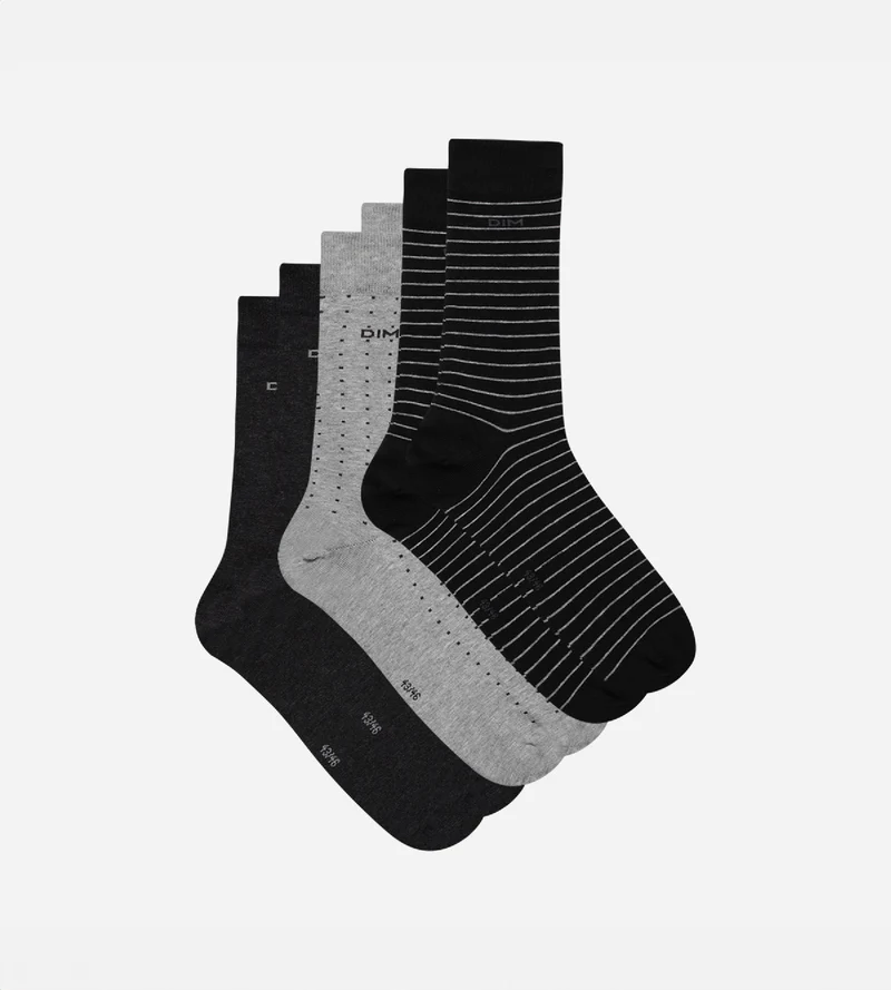 3er-Pack Herrensocken aus Baumwolle schwarz/anthrazit/grau - Cotton Style