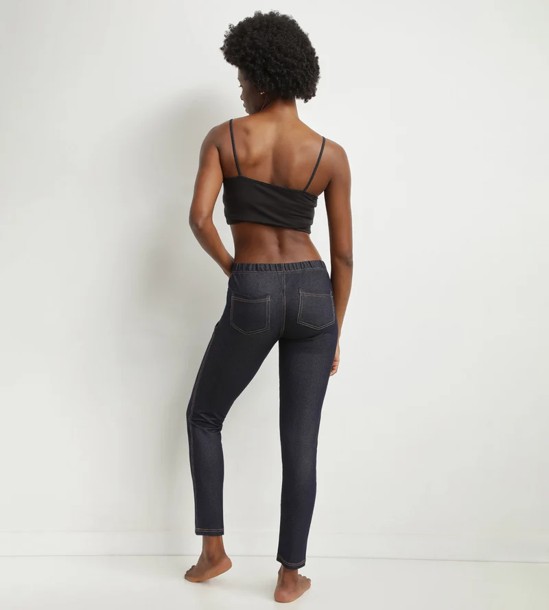 Marineblaue Damen-Leggings in Denim-Optik mit Taschen Dim Relax & Go