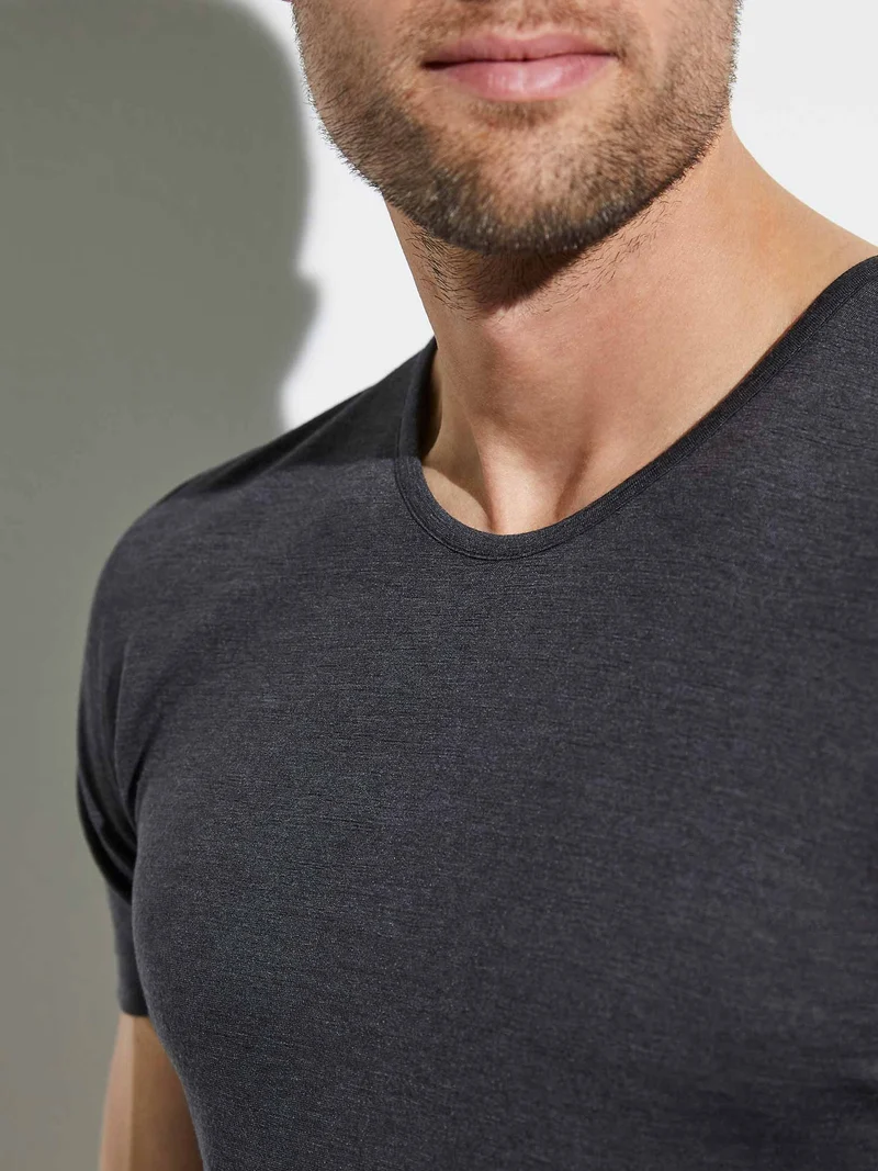 T-Shirt, kurzarm, 710 WOOL & SILK