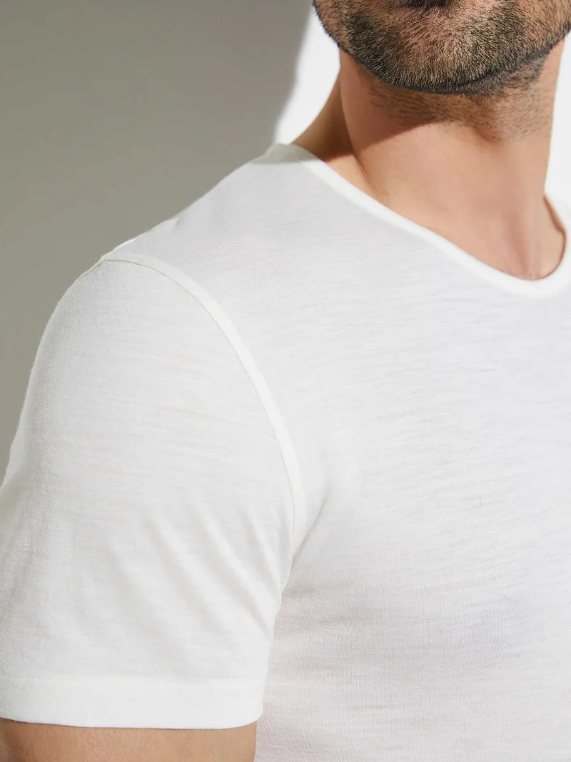 T-Shirt, kurzarm, 710 WOOL & SILK