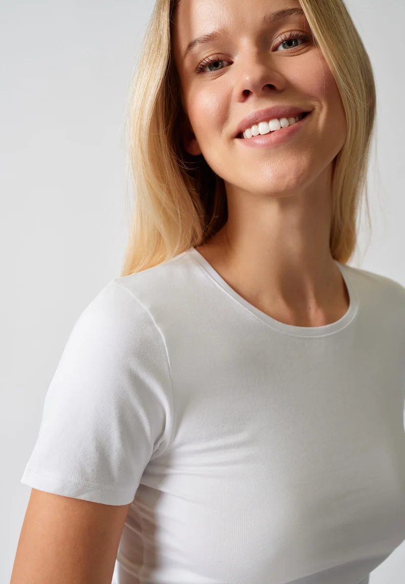 SKINY ADVANTAGE Cotton Stretch Shirt short sleeve | white 087181-080500