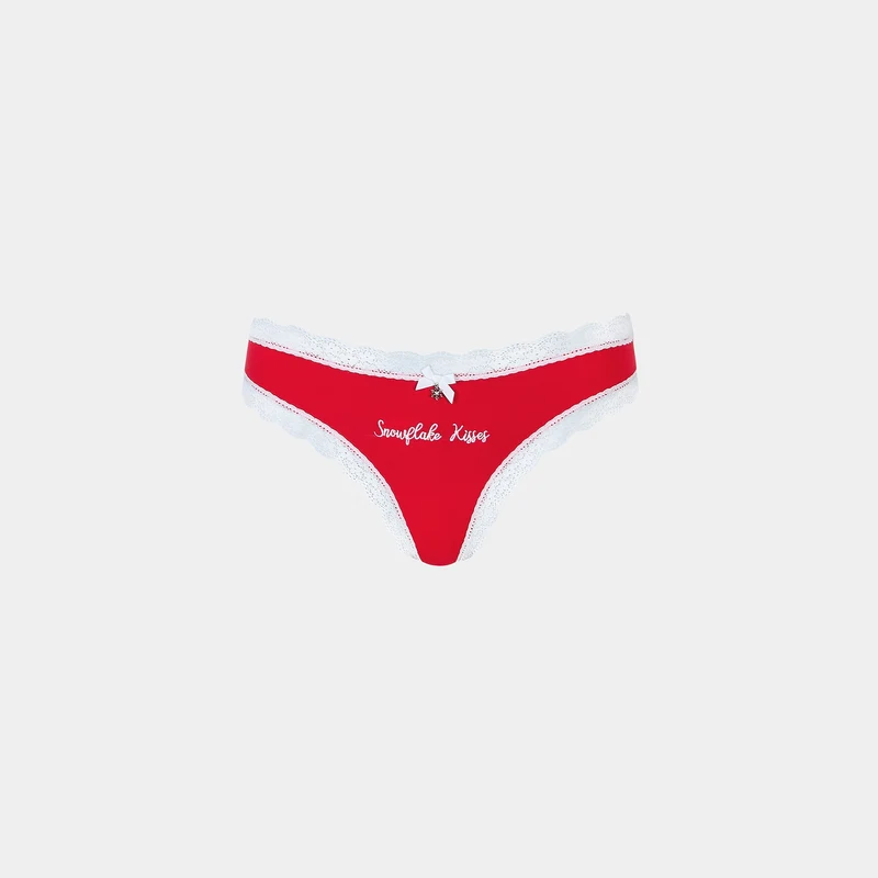 Schneeflocken-Strings (2er-Pack) - Rot/Weiß