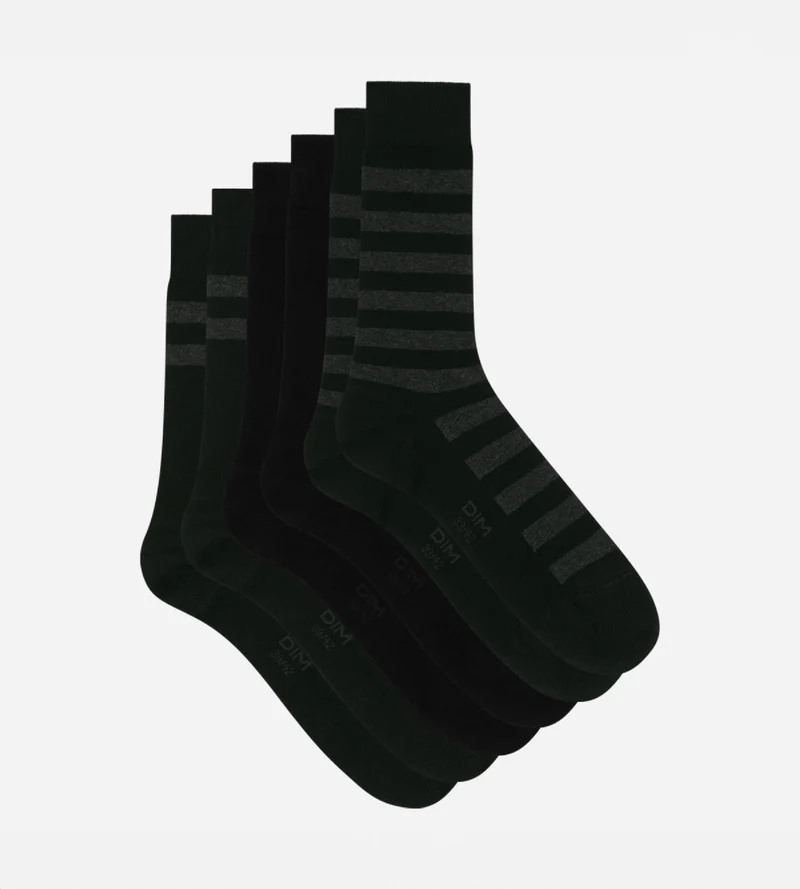 3er-Pack Herrensocken aus Baumwolle schwarz/gestreift - Cotton Style