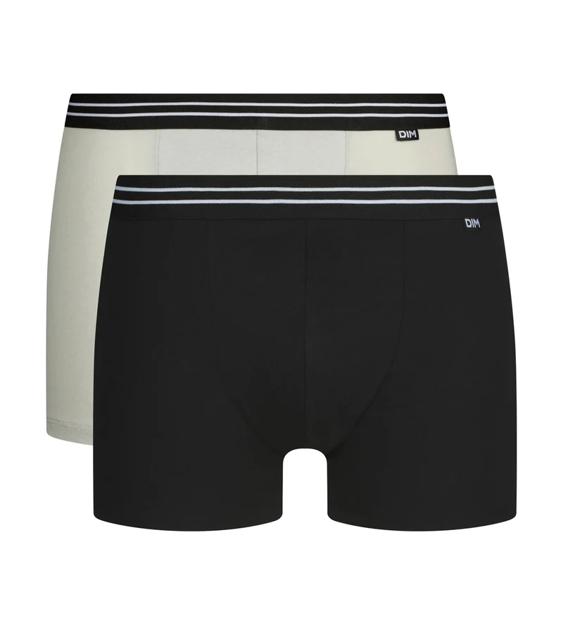 2er-Pack Herren-Boxershorts aus Stretch-Baumwolle Schwarz Grau EcoDim
