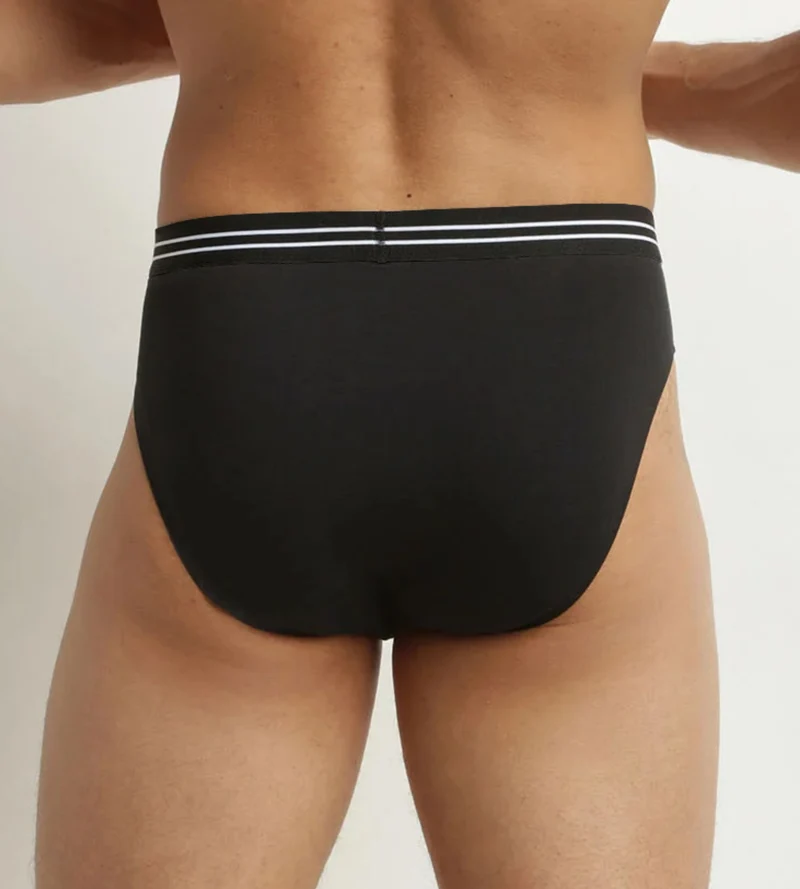 4er-Pack schwarze Slips aus Stretch-Baumwolle - EcoDIM
