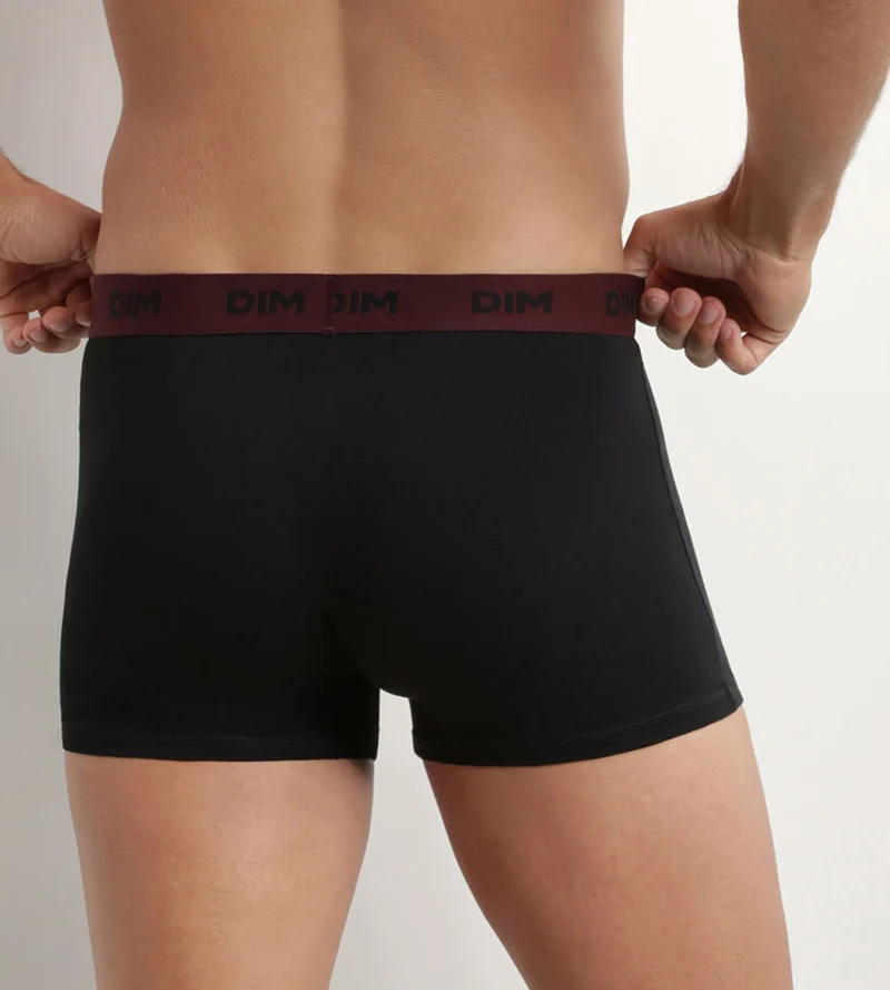3er-Pack schwarze Baumwoll-Boxershorts mit Jacquardbund in hellblau/ultramarin/bordeaux - Mix & Colors