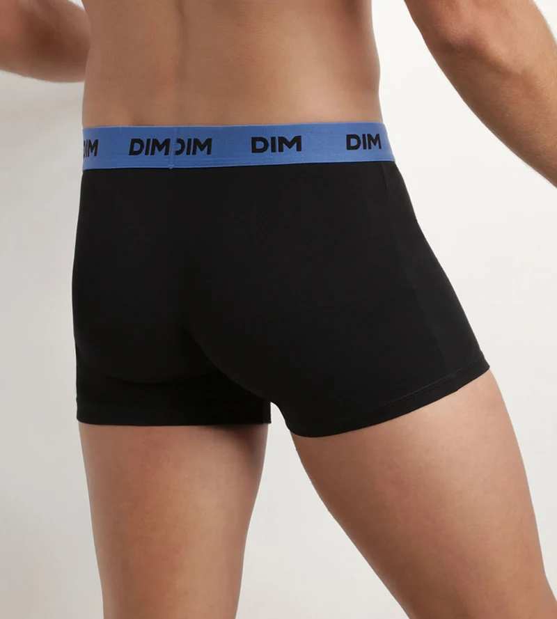 3er-Pack schwarze Baumwoll-Boxershorts mit Jacquardbund in gelb/lila/grau - Mix & Colors