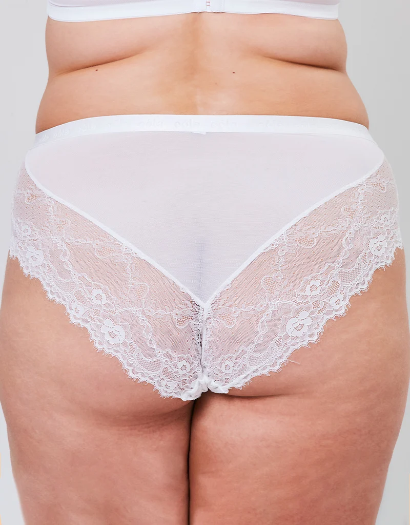 Oola Lace & Logo High Waist Brief White