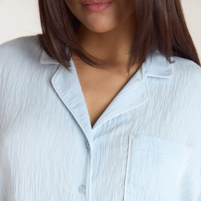 Crinkle Pyjamahemd - Blau
